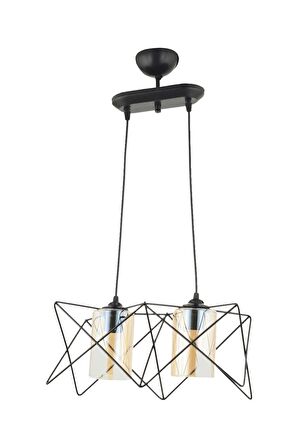 AVONNI AV-65076-2Y-BSY Siyah Boyalı Modern Avize E27 Metal Cam 40x20cm