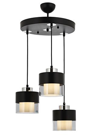 AVONNI AV-60193-3T-BSY Siyah Boyalı Modern Avize E27 Metal Cam 40cm