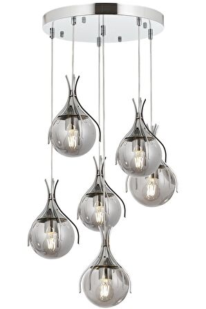 AVONNI AV-60161-6KT Krom Kaplama Modern Avize E27 Metal Cam 50cm