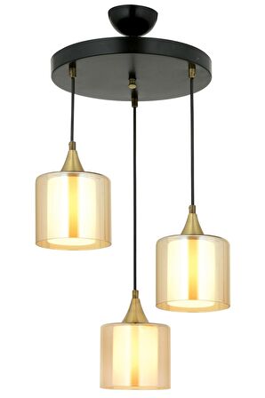 AVONNI AV-65233-3T-BSY-B Siyah Boyalı Modern Avize E27 Metal Cam 40cm