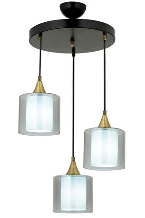 AVONNI AV-65233-3T-BSY-F Siyah Boyalı Modern Avize E27 Metal Cam 40cm