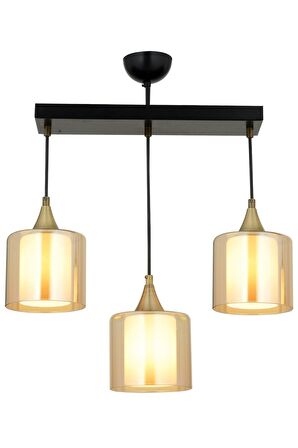 AVONNI AV-65233-3Y-BSY-B Siyah Boyalı Modern Avize E27 Metal Cam 60x14cm