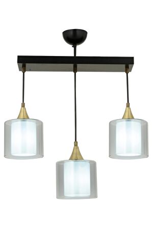 AVONNI AV-65233-3Y-BSY-F Siyah Boyalı Modern Avize E27 Metal Cam 60x14cm