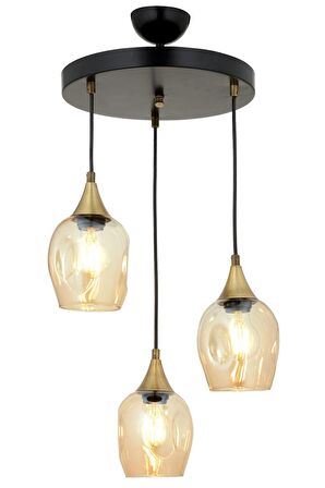 AVONNI AV-65234-3T-BSY Siyah Boyalı Modern Avize E27 Metal Cam 40cm