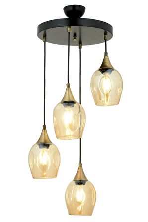 AVONNI AV-65234-4T-BSY Siyah Boyalı Modern Avize E27 Metal Cam 40cm