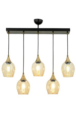AVONNI AV-65234-5Y-BSY Siyah Boyalı Modern Avize E27 Metal Cam 75x10cm
