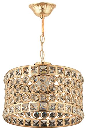 AVONNI AV-65240-3S Sarı Kaplama Modern Avize E27 Metal Kristal 25cm