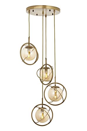 AVONNI AV-60291-4ET Eskitme Kaplama Modern Avize E14 Metal Cam 35cm