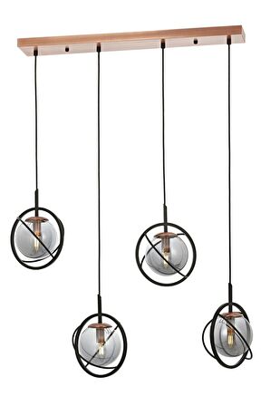 AVONNI AV-60291-4Y-BSY Siyah Boyalı Modern Avize E14 Metal Cam 80x22cm