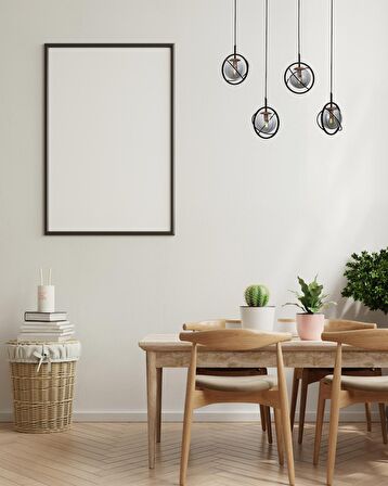 AVONNI AV-60291-4Y-BSY Siyah Boyalı Modern Avize E14 Metal Cam 80x22cm
