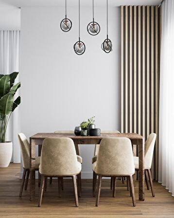 AVONNI AV-60291-4Y-BSY Siyah Boyalı Modern Avize E14 Metal Cam 80x22cm