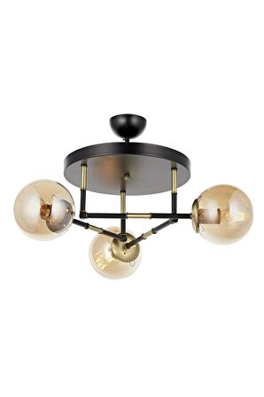 AVONNI AV-60327-3T-BSY Siyah Boyalı Modern Avize E27 Metal Cam 40cm