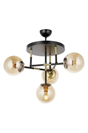 AVONNI AV-60327-4T-BSY Siyah Boyalı Modern Avize E27 Metal Cam 40cm