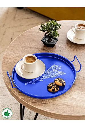 Metal Sunum Tepsisi, Kahve Tepsisi, Çay Tepsisi, Sunum Tepsi, Dekoratif Tepsi 24 cm