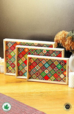 Tahta tepsiler 3'lü Set