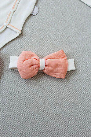 Lenaca 3-6 6-9 9-12 Ay Hello Nakışlı Kruvaze Bandanalı Uzun Kollu Zıbınlı 3lü Kız Bebek Takımı