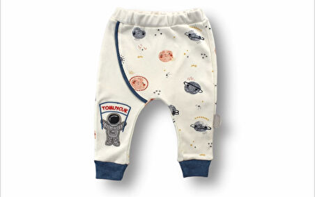 Lenaca 3-6 6-9 9-12 Ay Şirin Kozmonot Nakışlı Şapkalı Uzun Kollu Zıbınlı 3lü Kız-erkek Bebek Takımı