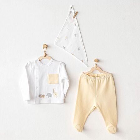 Lenaca Andywawa Ac25807 Side Snap Set Little King 3'lü Zıbın Set Yellow