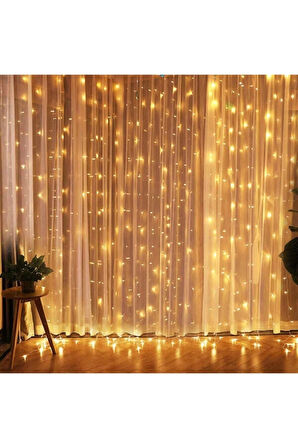 Nanopro Peri Telli Perde Led Işık Kumandalı 300 Ledli 3 X 3 Metre Usb'li 8 Animasyonlu Günışığı