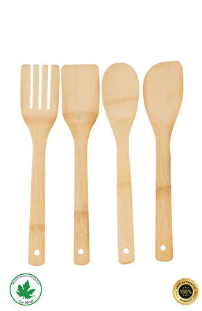 4'lü Tahta Yemek Gereçleri - 4 Boy Tahta Kaşık - Tahta Kaşık (28 Cm.-28 Cm.-32cm.)