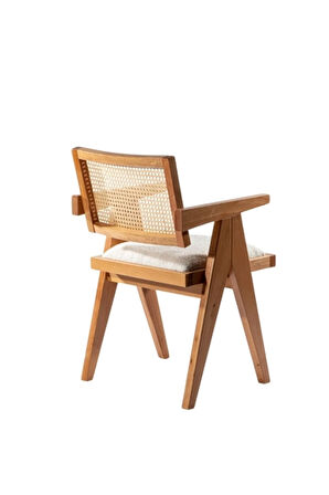 Luna Beyaz Pergel Hazeranlı Model Hasırlı Natural Ahşap Sandalye