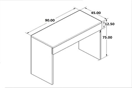 MDF Arya Novella Mode Çekmeceli Makyaj Masası Dresuar Çalışma Masası Beyaz Make Up Desk