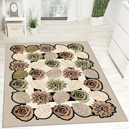 Eliana Home Dijital Baskı Yıkanabilir Kaymaz Taban Salon Halısı Ve Yolluk   LNA0732