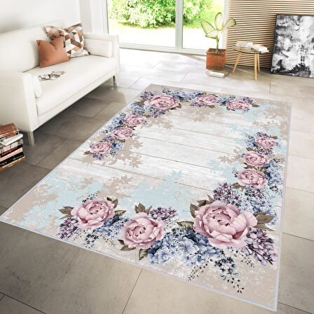 Dijital Baskı Yıkanabilir Kaymaz Taban Salon Halısı Ve Yolluk LNA1120