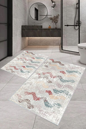 Eliana Home Dijital Baskı 2'li Banyo Paspas Takımı  LNA5-0402 100x60 ve 60x50 cm