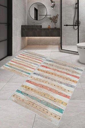 Eliana Home Dijital Baskı 2'li Banyo Paspas Takımı  LNA5-1723 100x60 ve 60x50 cm