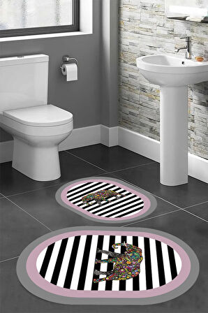 Eliana Home Dijital Baskı 2'li Banyo Paspas Takımı  LNA5-HS534 100x60 ve 60x50 cm