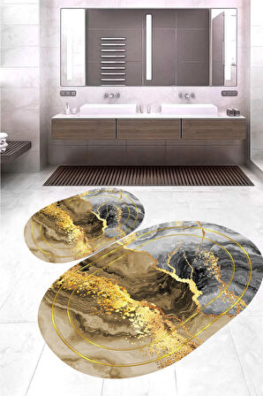 Eliana Home Dijital Baskı 2'li Banyo Paspas Takımı  LNA5-HY1044 100x60 ve 60x50 cm
