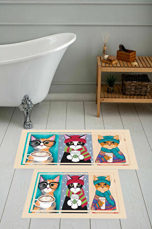 Eliana Home Dijital Baskı 2'li Banyo Paspas Takımı  LNA5-SM103 100x60 ve 60x50 cm