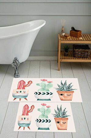 Eliana Home Dijital Baskı 2'li Banyo Paspas Takımı  LNA5-SM195 100x60 ve 60x50 cm