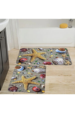 Eliana Home Dijital Baskı 2'li Banyo Paspas Takımı  LNA5007 100x60 ve 60x50 cm