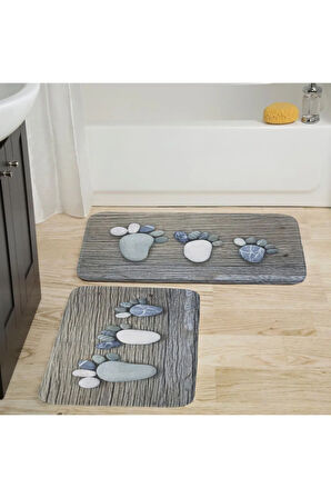 Eliana Home Dijital Baskı 2'li Banyo Paspas Takımı  LNA5020 100x60 ve 60x50 cm