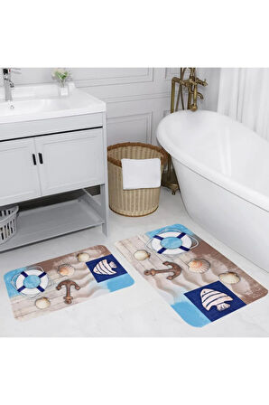 Eliana Home Dijital Baskı 2'li Banyo Paspas Takımı  LNA5022 100x60 ve 60x50 cm