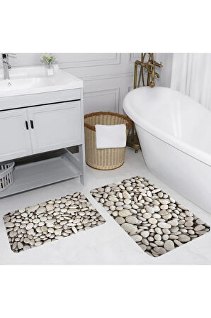 Eliana Home Dijital Baskı 2'li Banyo Paspas Takımı  LNA5026 100x60 ve 60x50 cm