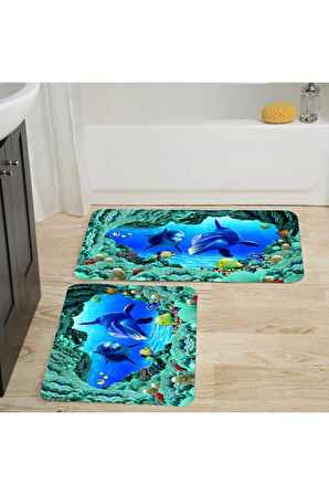 Eliana Home Dijital Baskı 2'li Banyo Paspas Takımı  LNA5037 100x60 ve 60x50 cm