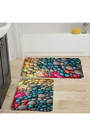 Eliana Home Dijital Baskı 2'li Banyo Paspas Takımı  LNA5038 100x60 ve 60x50 cm