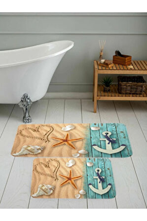 Eliana Home Dijital Baskı 2'li Banyo Paspas Takımı  LNA5045 100x60 ve 60x50 cm