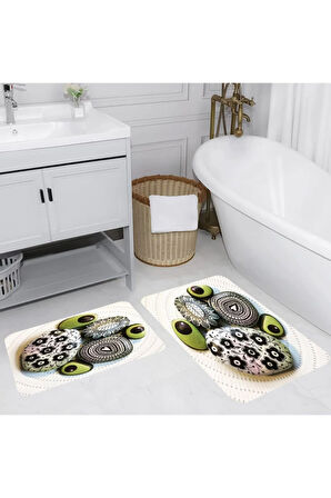 Eliana Home Dijital Baskı 2'li Banyo Paspas Takımı  LNA5047 100x60 ve 60x50 cm