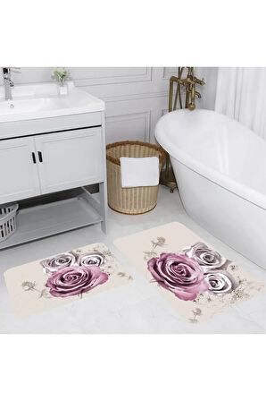Eliana Home Dijital Baskı 2'li Banyo Paspas Takımı  LNA5049 100x60 ve 60x50 cm
