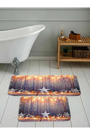 Eliana Home Dijital Baskı 2'li Banyo Paspas Takımı  LNA5052 100x60 ve 60x50 cm