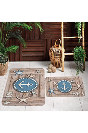 Eliana Home Dijital Baskı 2'li Banyo Paspas Takımı  LNA5058 100x60 ve 60x50 cm