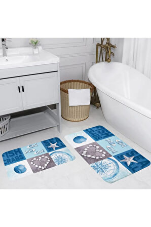 Eliana Home Dijital Baskı 2'li Banyo Paspas Takımı  LNA5059 100x60 ve 60x50 cm