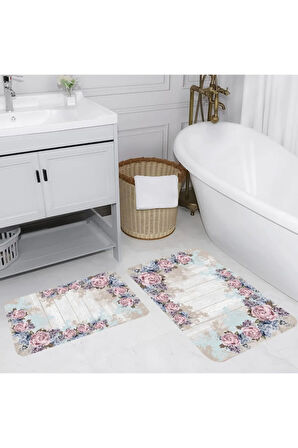 Eliana Home Dijital Baskı 2'li Banyo Paspas Takımı  LNA5069 100x60 ve 60x50 cm