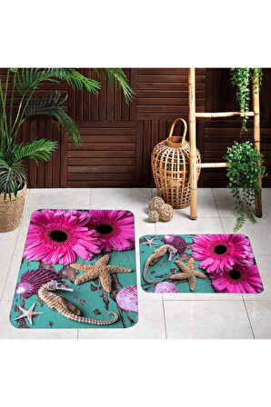 Eliana Home Dijital Baskı 2'li Banyo Paspas Takımı  LNA5073 100x60 ve 60x50 cm