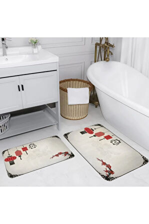 Eliana Home Dijital Baskı 2'li Banyo Paspas Takımı  LNA5081 100x60 ve 60x50 cm