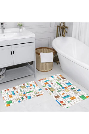 Eliana Home Dijital Baskı 2'li Banyo Paspas Takımı  LNA5083 100x60 ve 60x50 cm